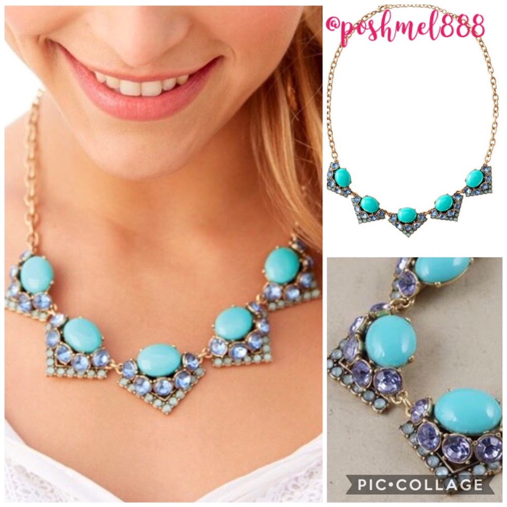 Stella & Dot | Art Deco Style Blue & Green Crystal Adorned Statement Nec… - Picture 13 of 13